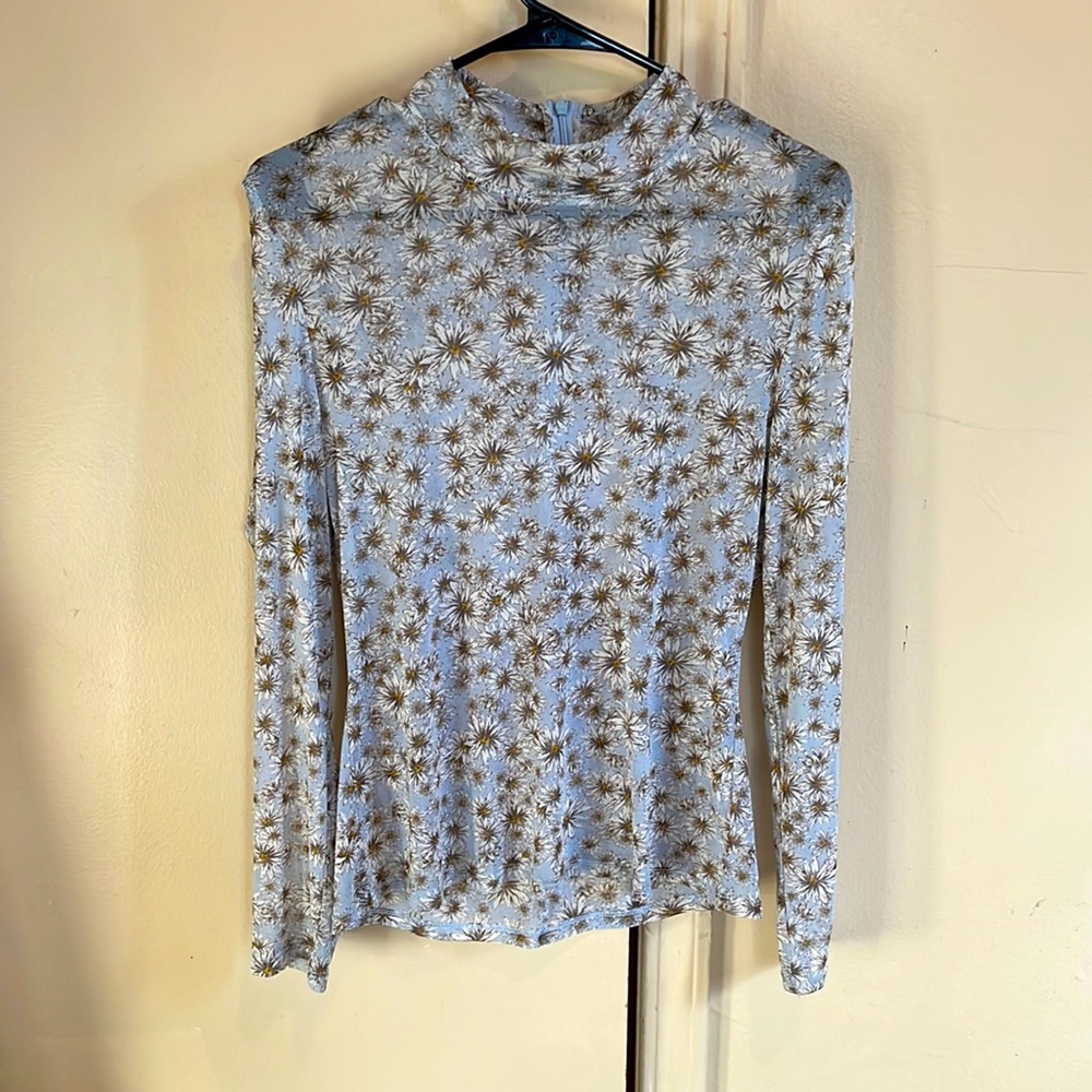 Sheer Baby Blue Sunflower Top (Size M)